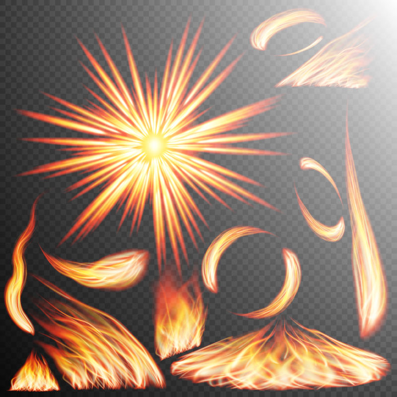 矢量一组火焰设计元素