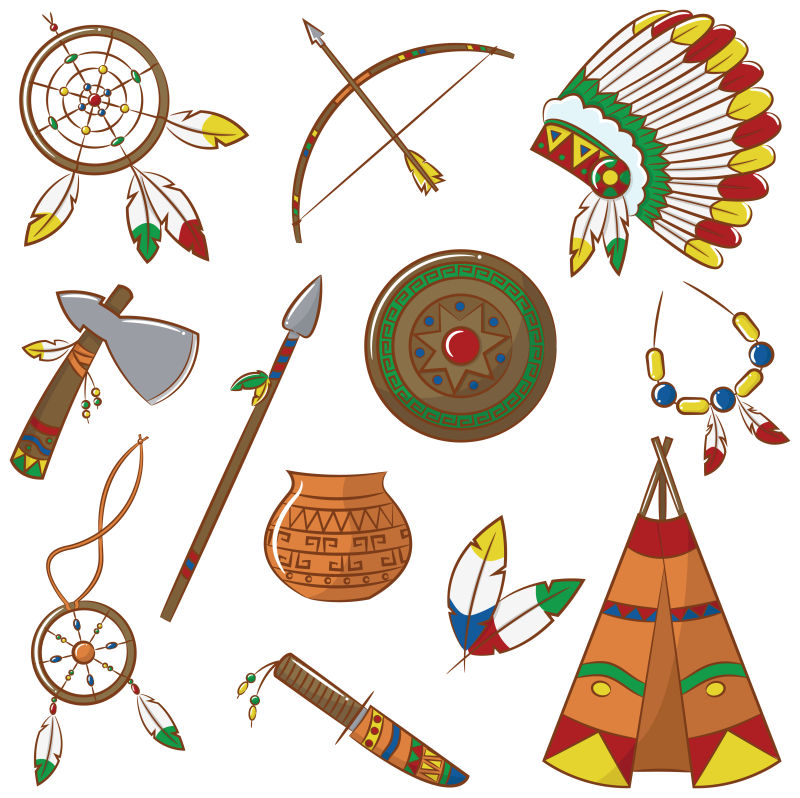 美洲土著涂鸦插图矢量设计