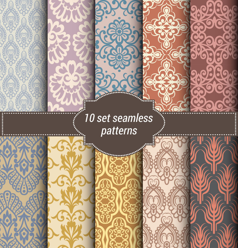 创意矢量复古装饰花纹的拼贴背景