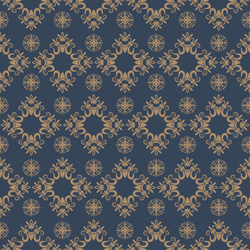 棕色复古花纹墙纸矢量设计