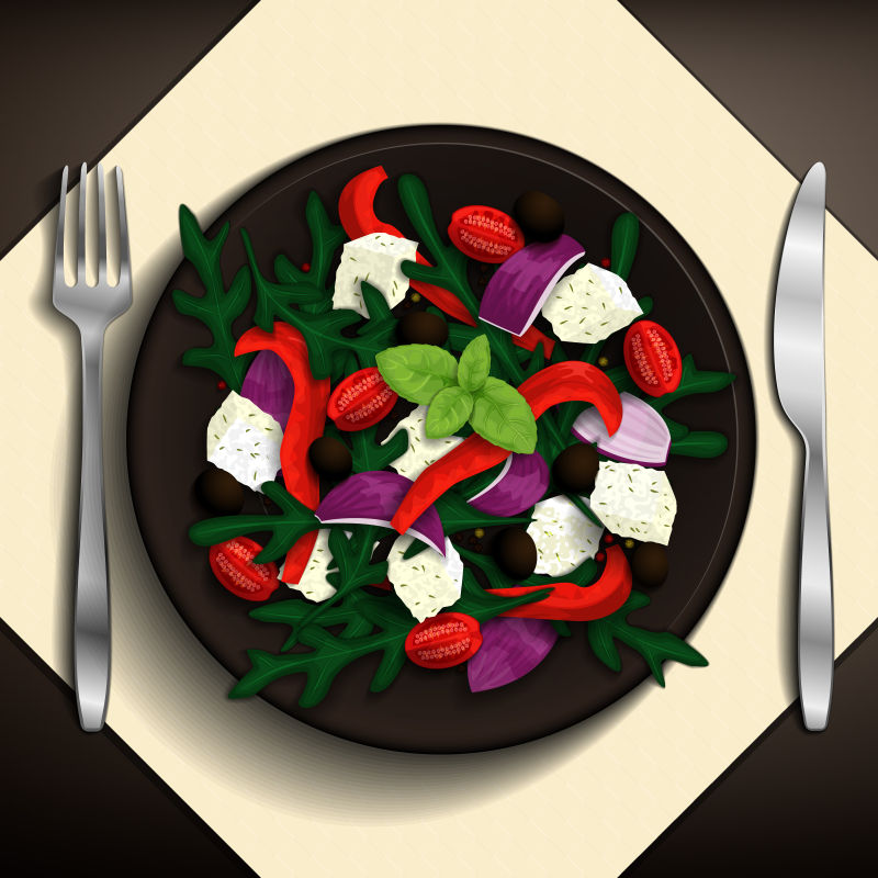 矢量的蔬菜沙拉插图