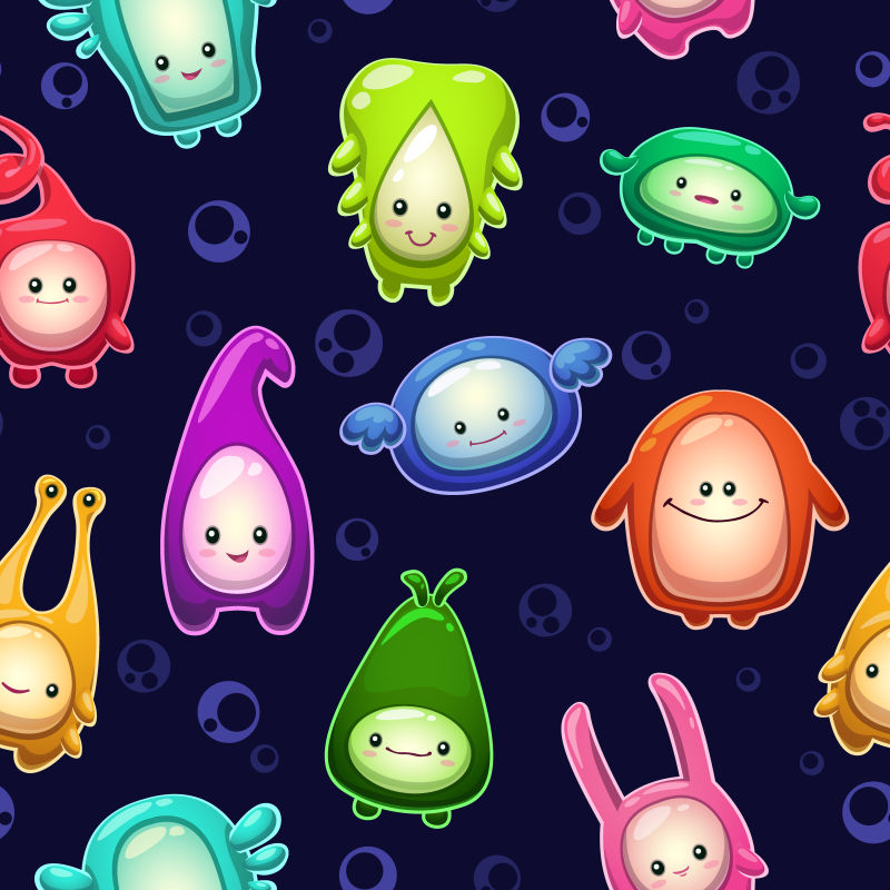 卡通怪物图案的矢量背景设计