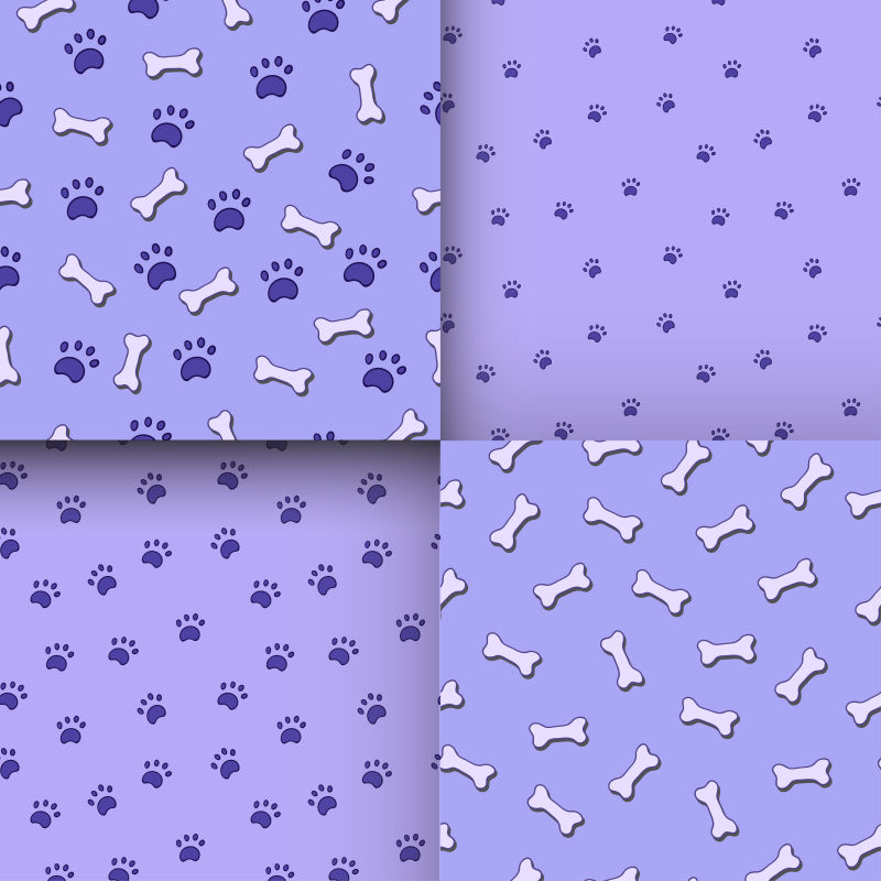 创意矢量紫色底狗爪和狗