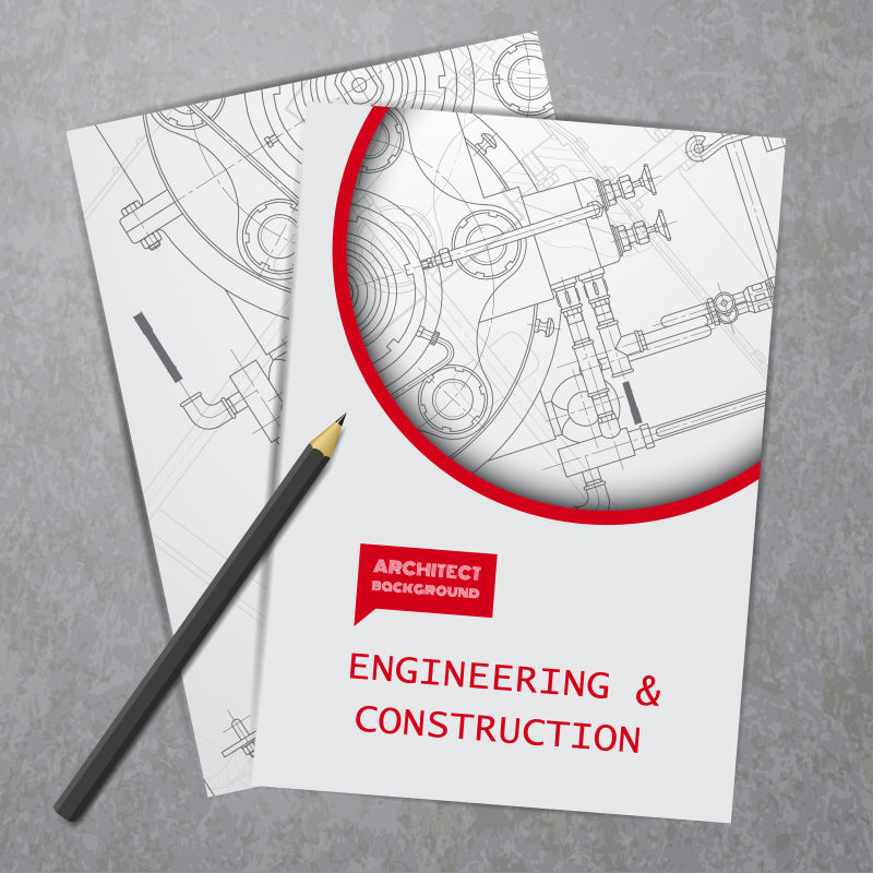 矢量红色元素的建筑师概念的版面设计