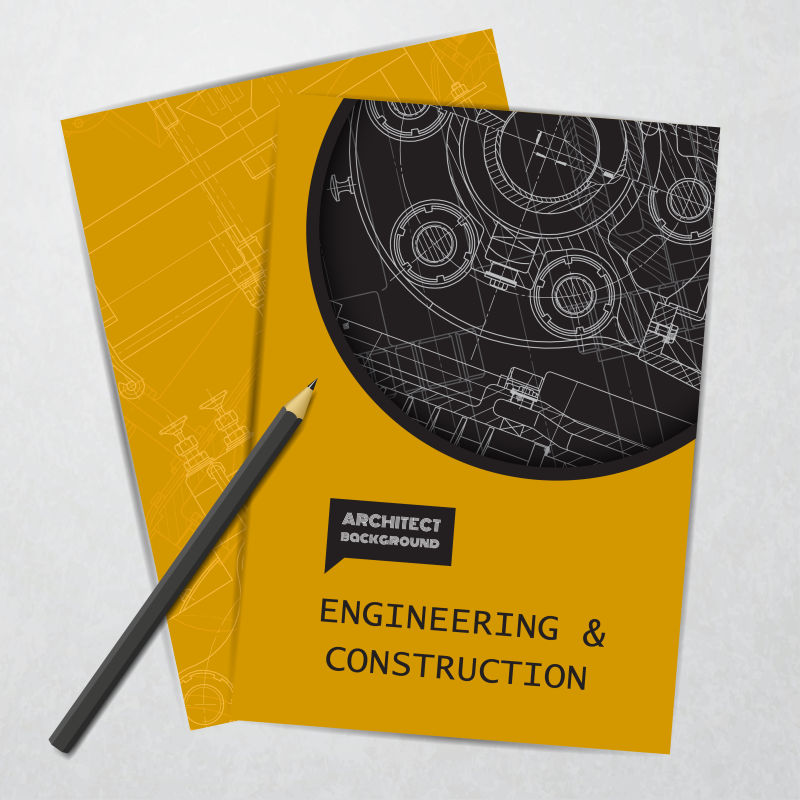 矢量黄色主题的建筑概念版面设计