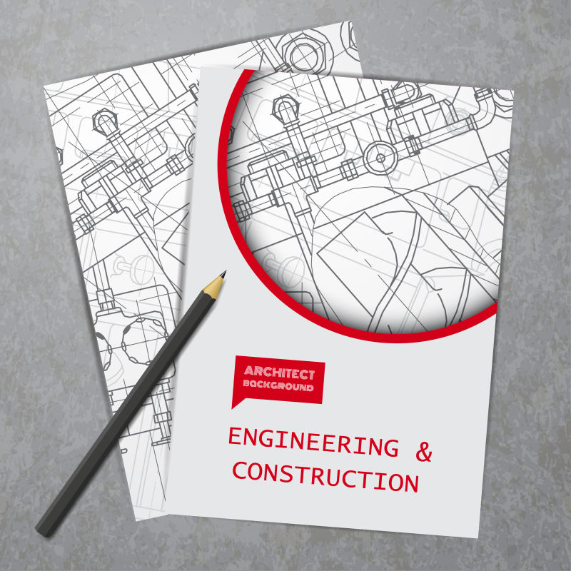 矢量灰色桌上的建筑图元素版面设计