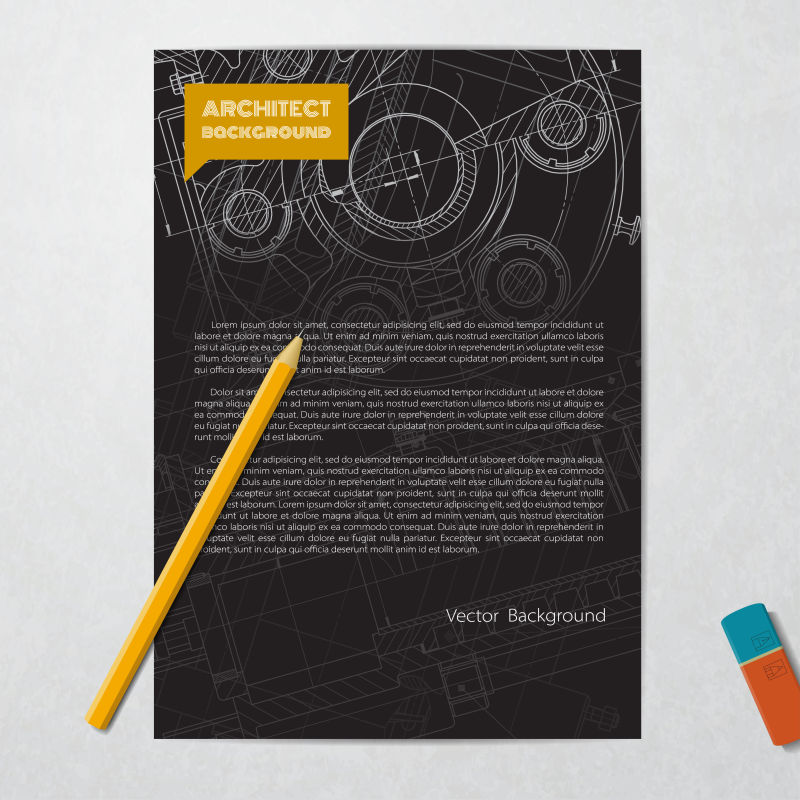 创意矢量黑色背景的建筑图元素的版面设计