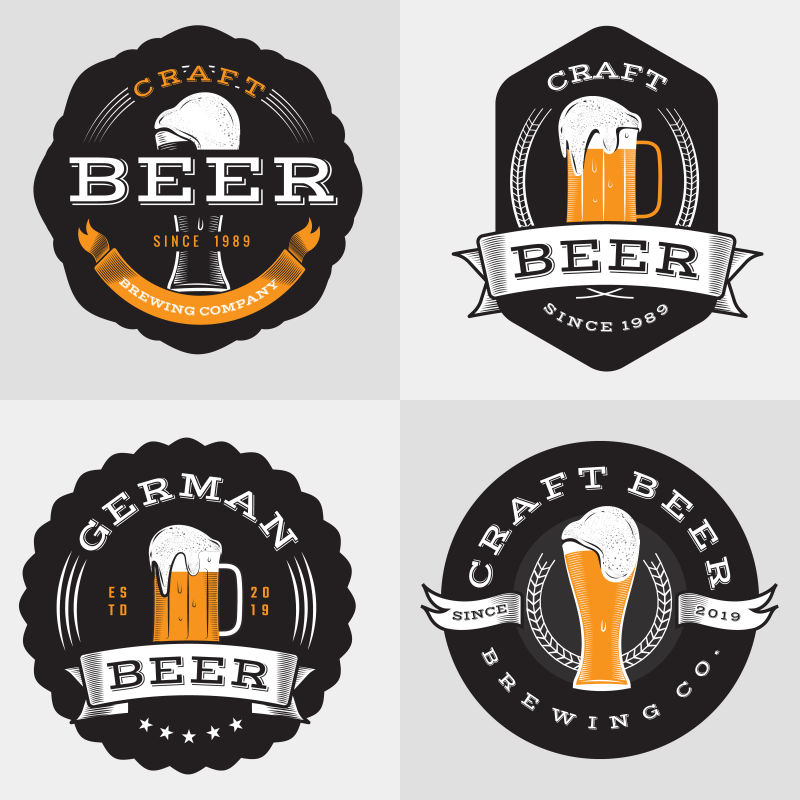 创意矢量啤酒元素的标志设计