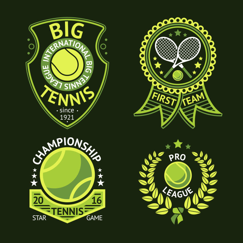 矢量的绿色网球运动标签设计