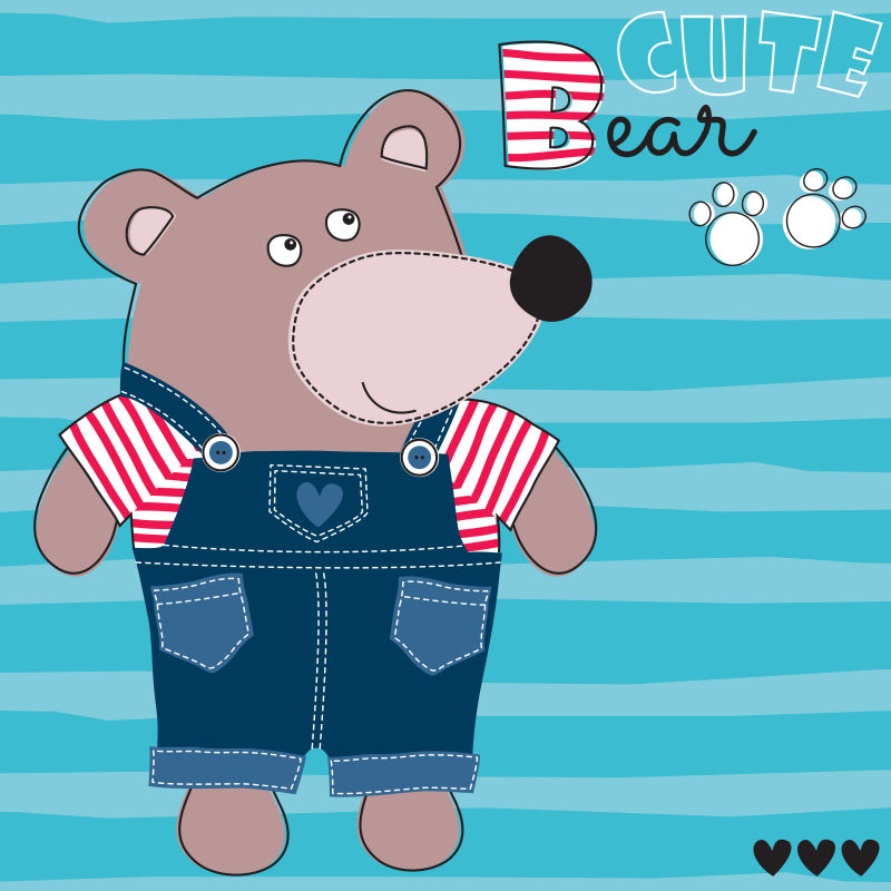 外出游玩的卡通泰迪熊矢量插图设计图片