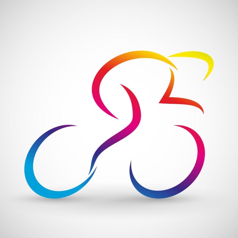 创意矢量彩色抽象骑自行车的人插图