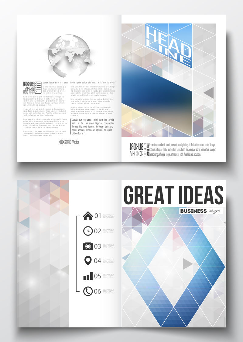 彩色几何图案的公司宣传册矢量设计