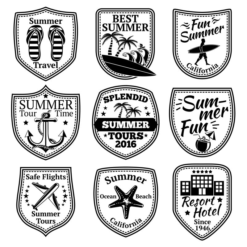 矢量夏季旅游标签设计