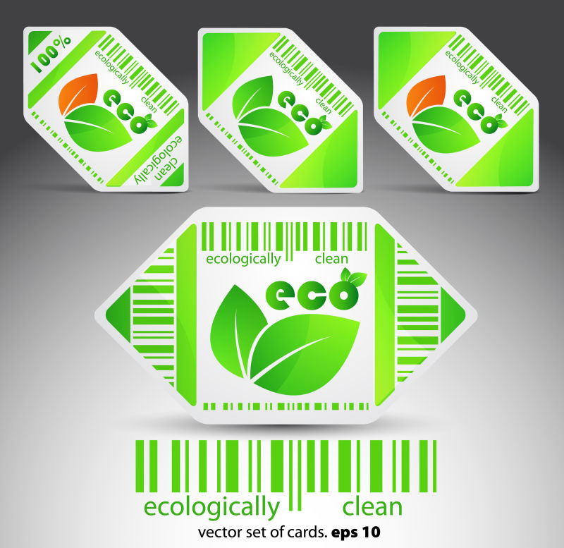 绿色的有机产品矢量标签设计