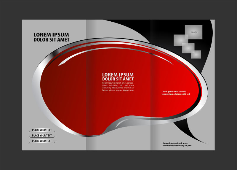 红色图案的矢量三折页宣传手册设计