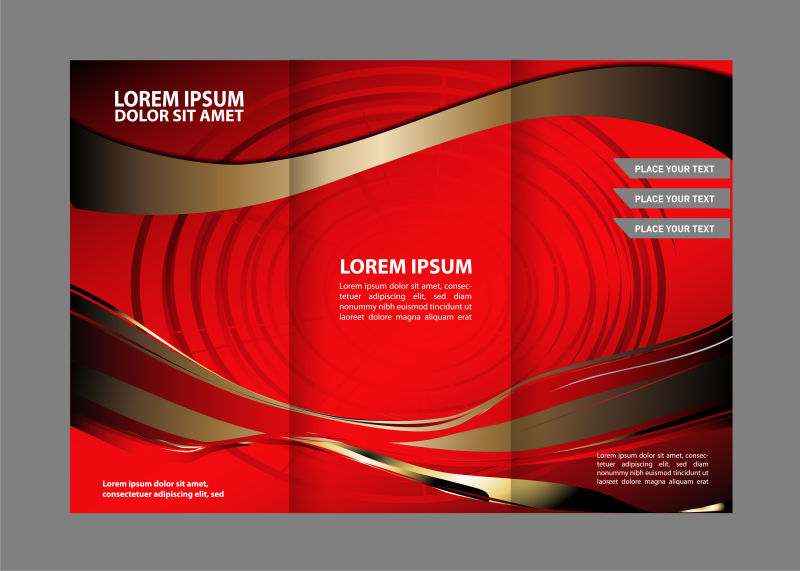 抽象金色条纹图案的矢量宣传册