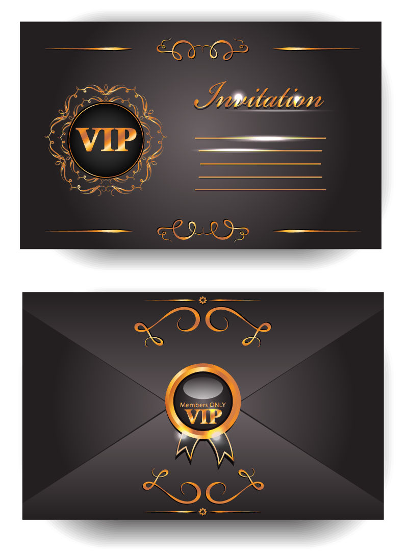 矢量简易花纹的邀请函设计