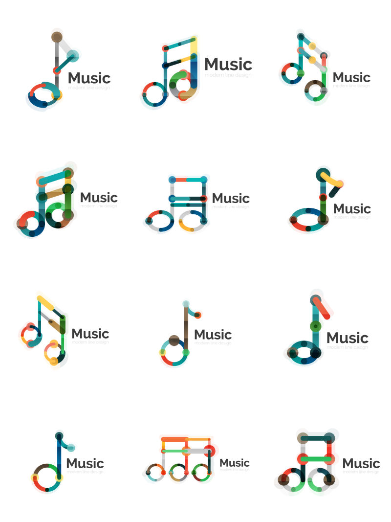 创意矢量抽象音乐图标设计