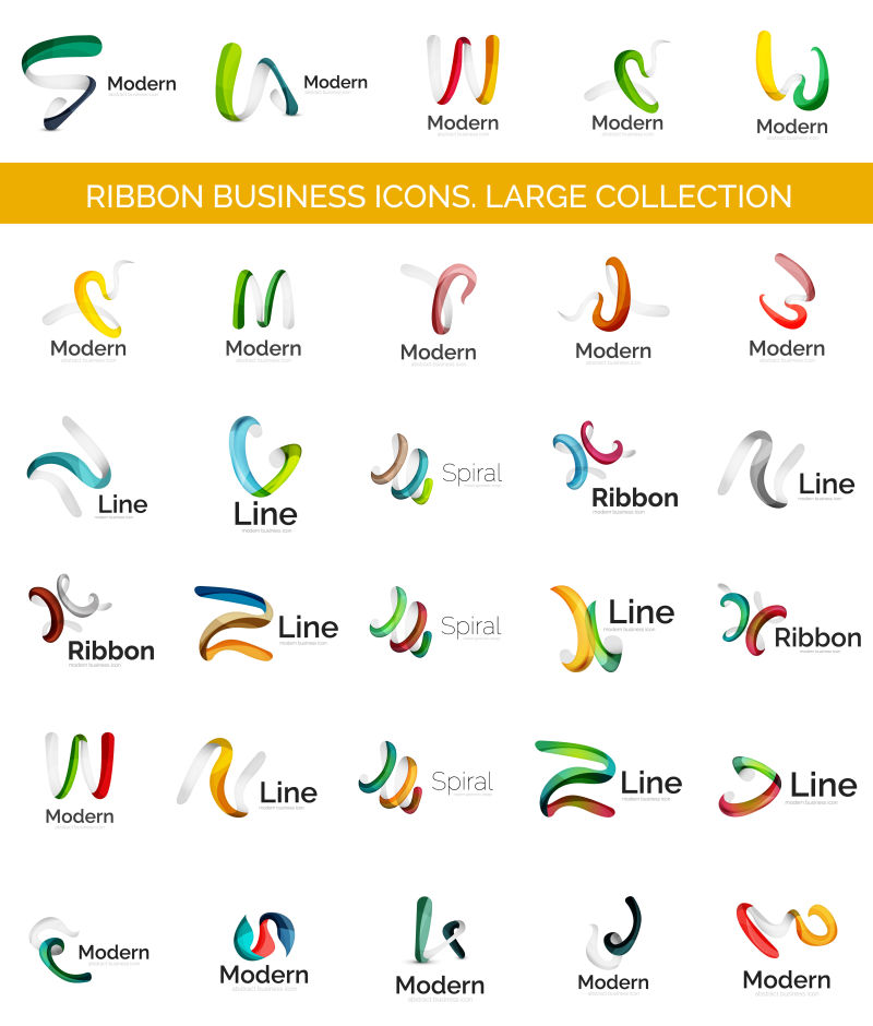 创意矢量彩色飘带的图标设计