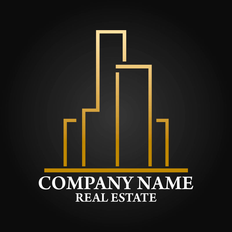 金色的房地产公司标志矢量设计