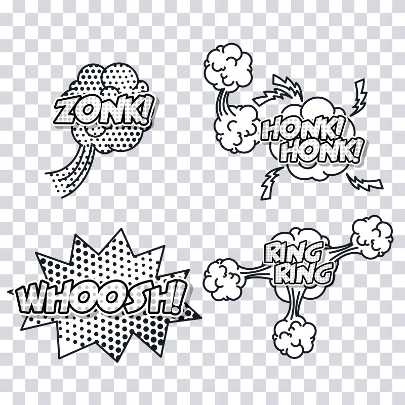 矢量波普艺术风格的漫画对话框设计元素