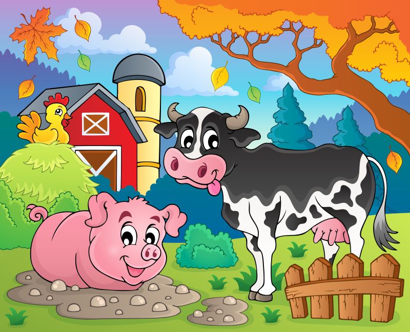 农场的动物矢量插图设计