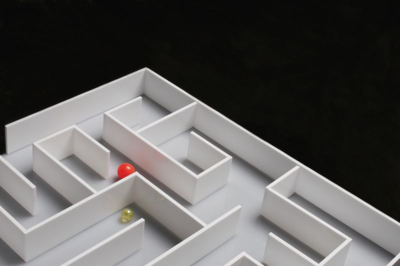 白色隔板里的两颗不同颜色的小球