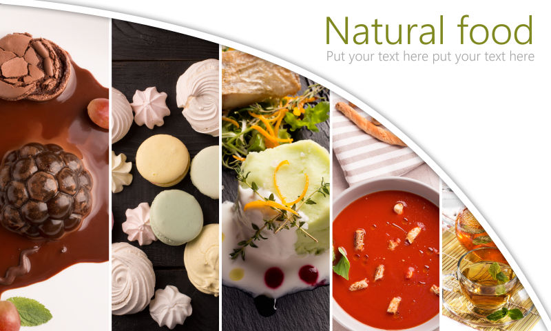 美味的糕点拼贴美食