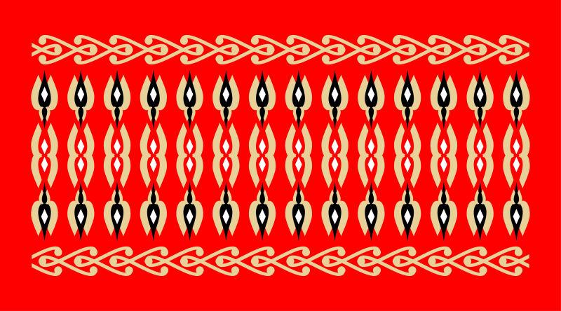 红色背景下的条状装饰品