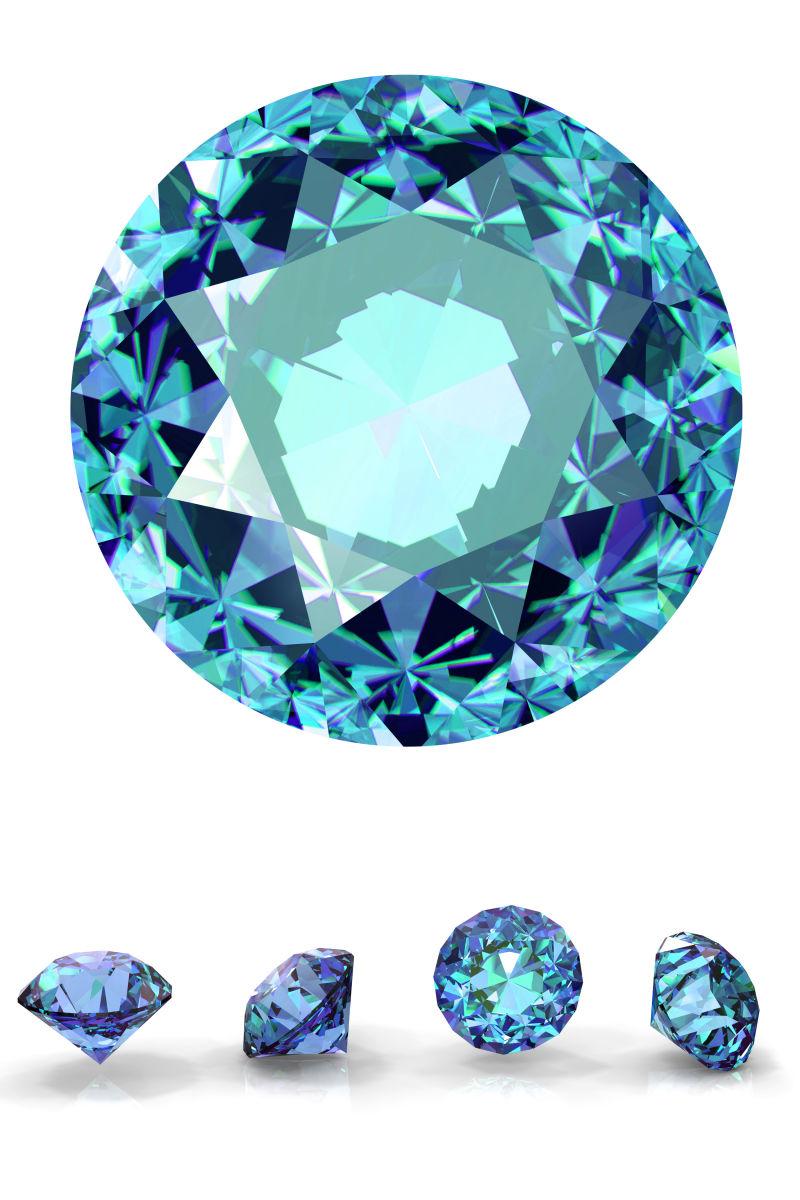 珍贵的宝石图片素材 白色背景下的宝石和下面排列的四颗小宝石创意图片 Jpg格式 未来素材下载