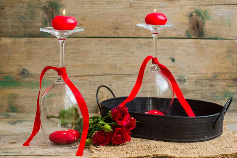 情人节桌餐具摆放背景