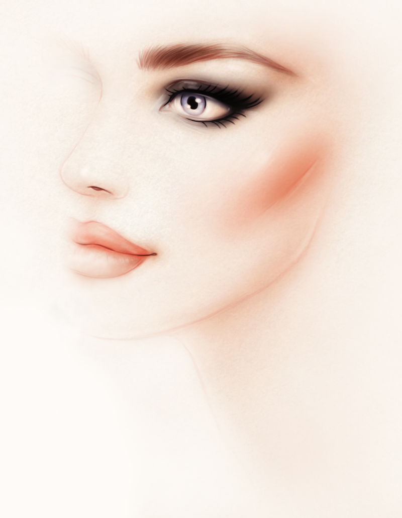 半张女性脸插画