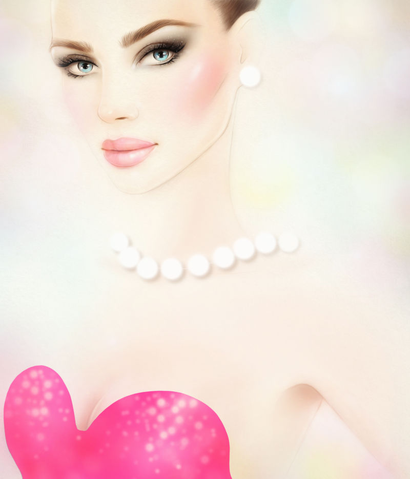 穿着粉红色连衣裙的女人