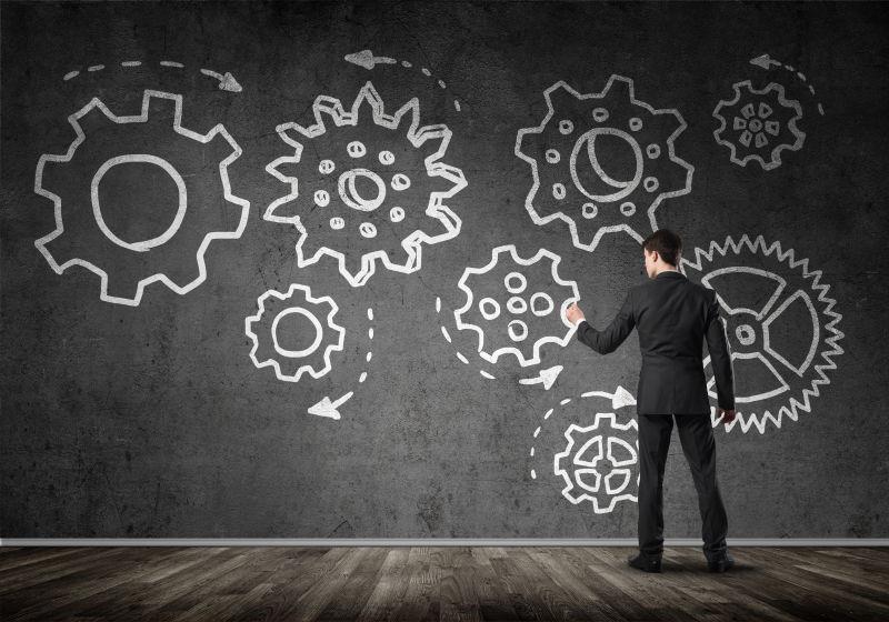 商人在绘制团队理念