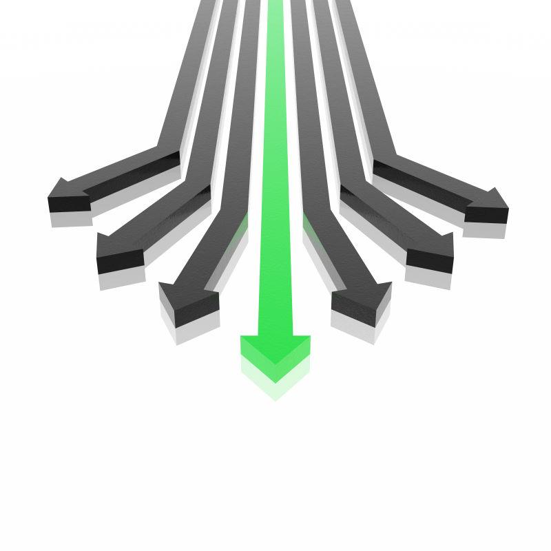 白色背景上的3D箭头