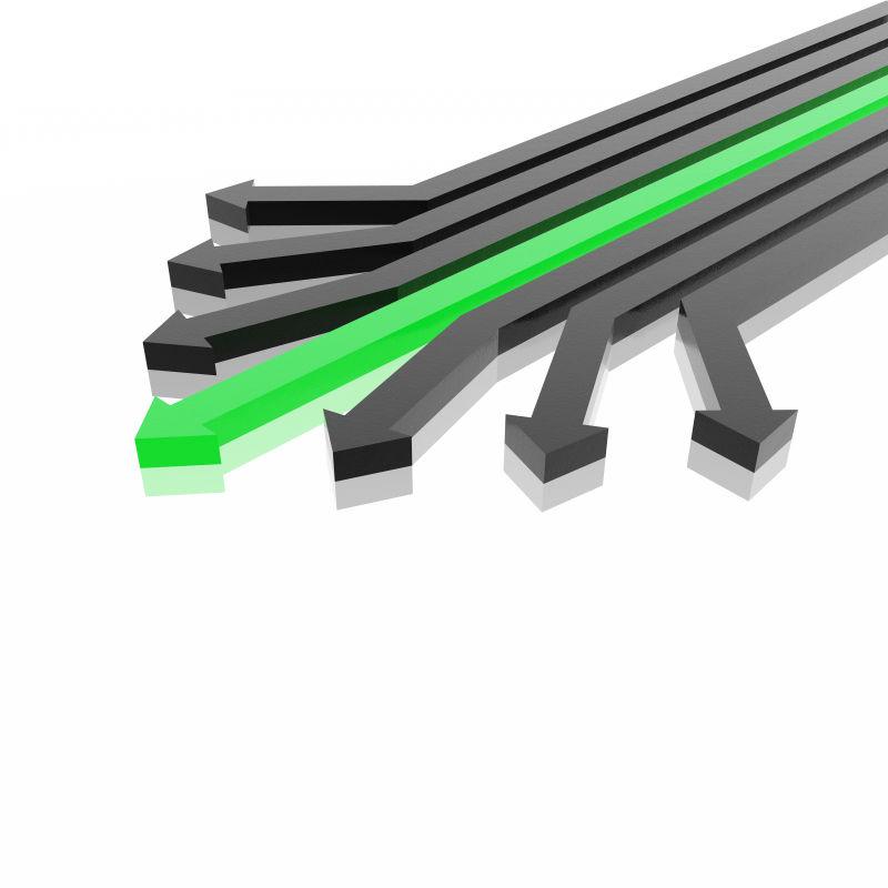 白色背景上的黑色和绿色箭头背景