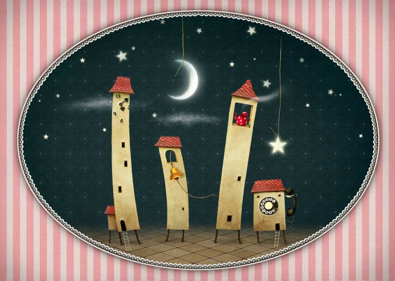 矢量童话小屋的艺术插图