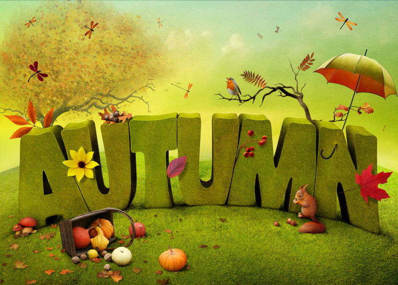 创意矢量秋色景观的艺术插图