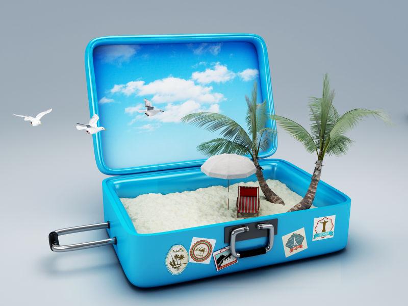 海滩度假使用的旅行箱