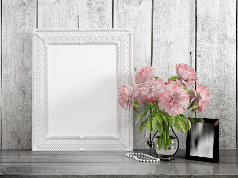 模型空白框和花朵