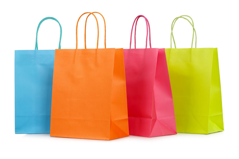 四个彩色购物袋