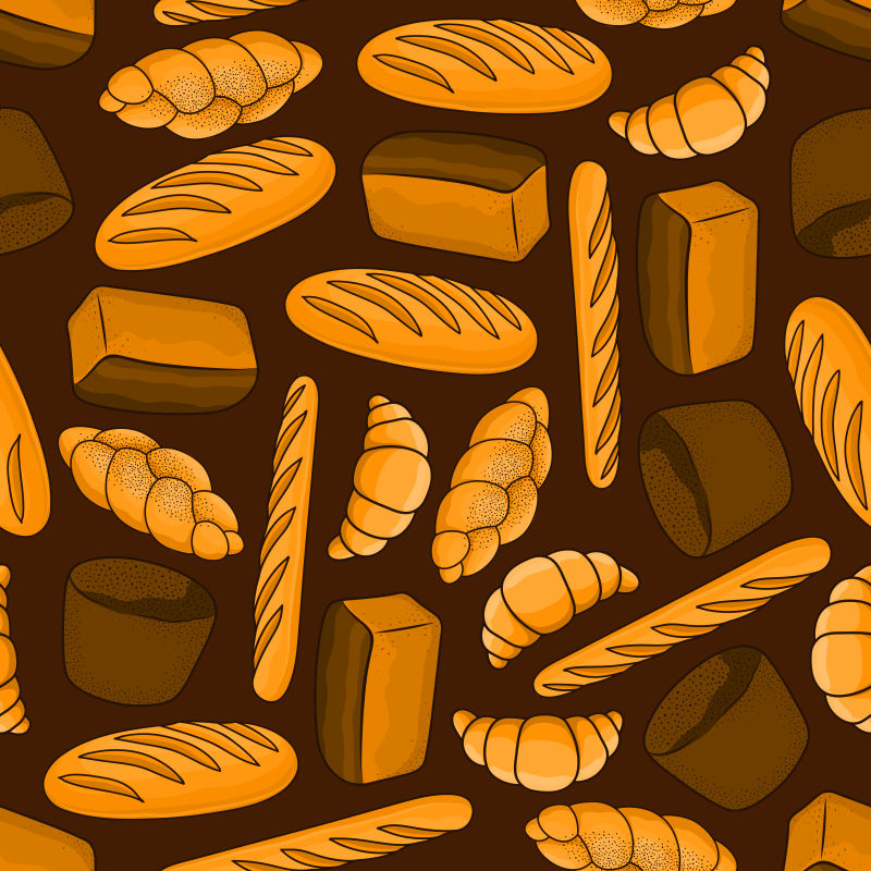 创意矢量面包装饰无缝背景