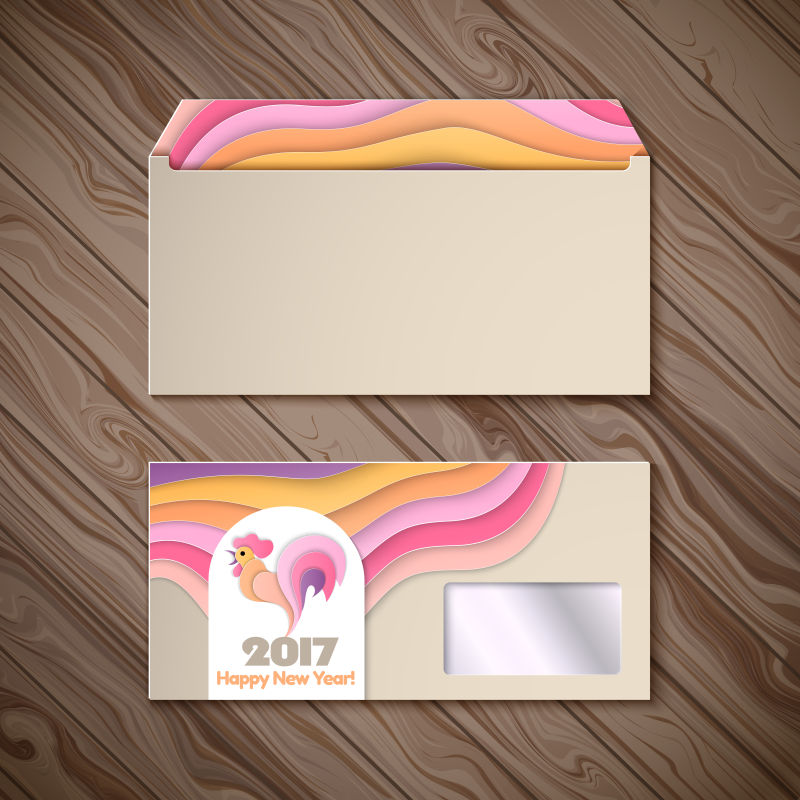 创意新年元素的矢量信封设计