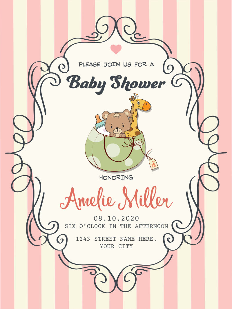 矢量可爱玩具元素的婴儿沐浴卡设计