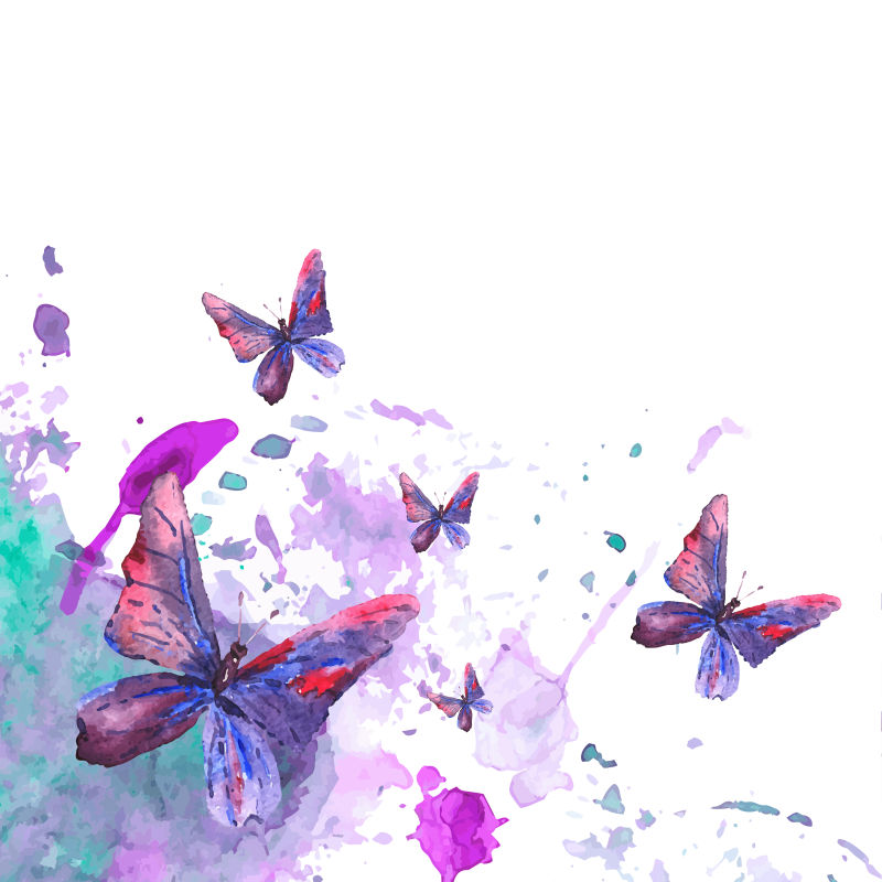蝴蝶与花插画图片