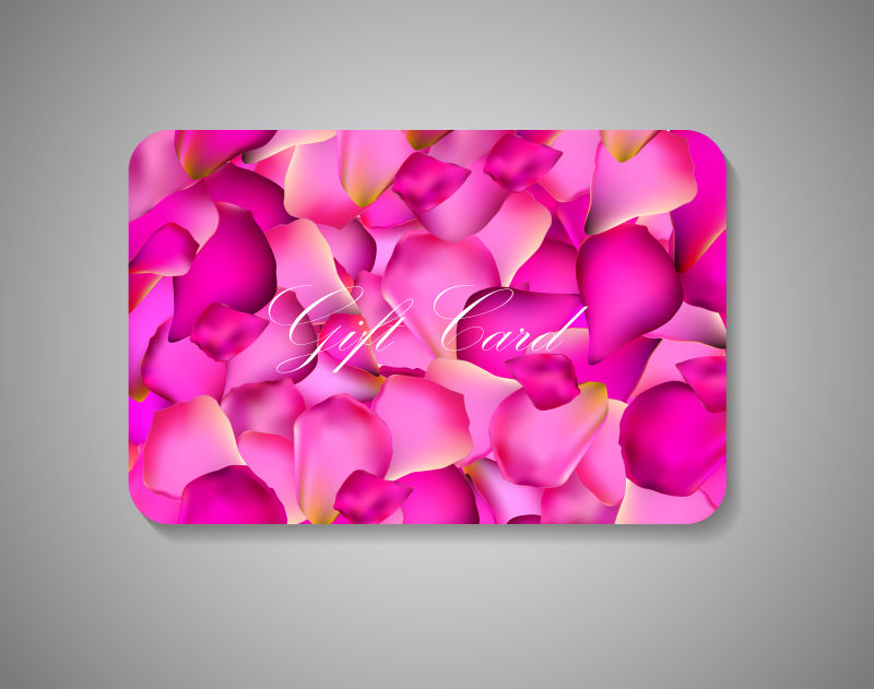 粉色花瓣背景的精美礼品卡矢量设计