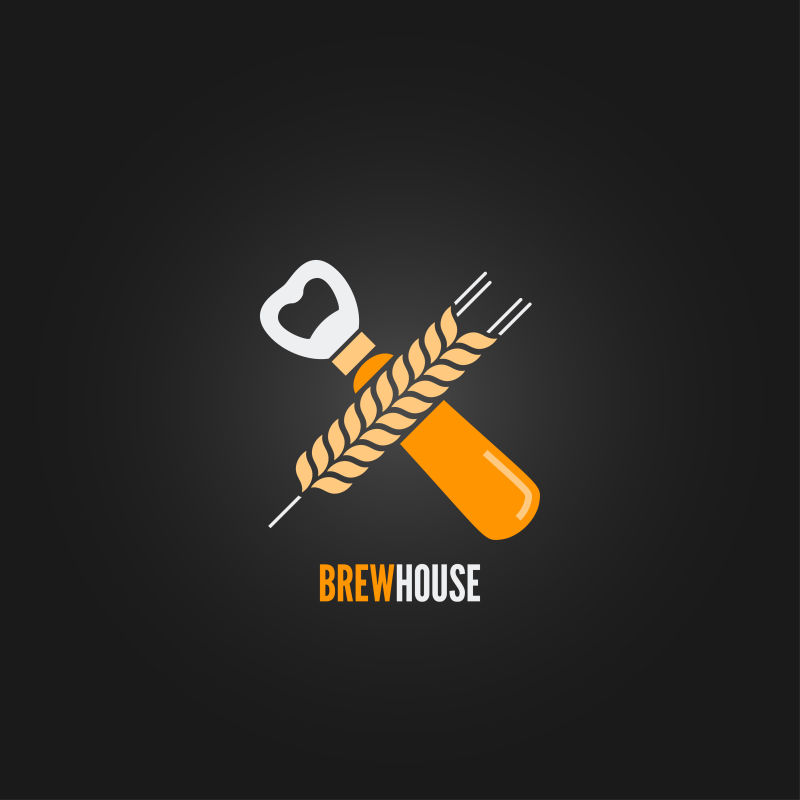 矢量平面创意啤酒标志设计