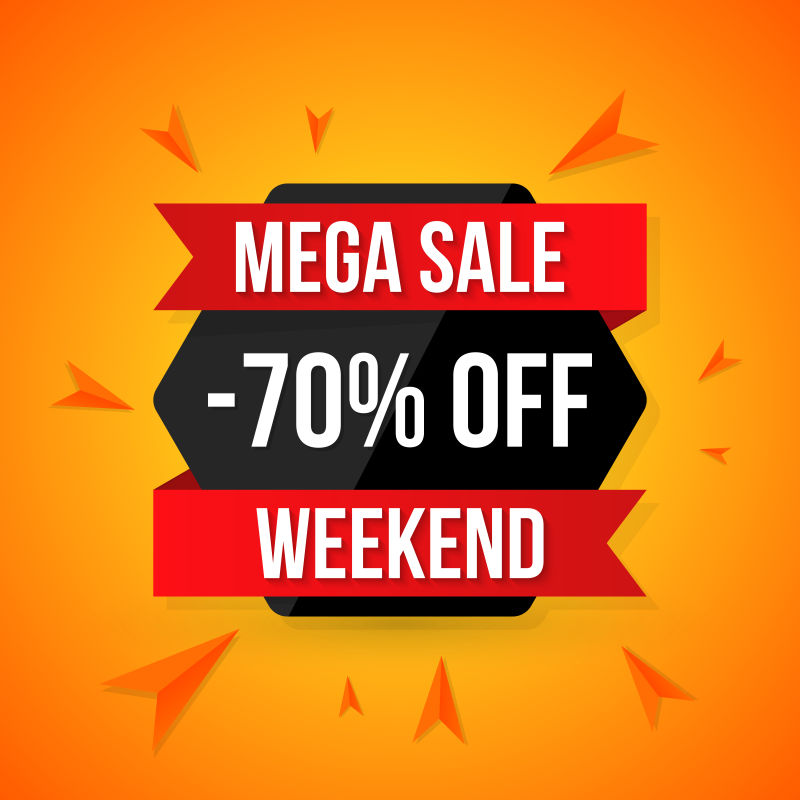 创意矢量三折促销折扣海报设计