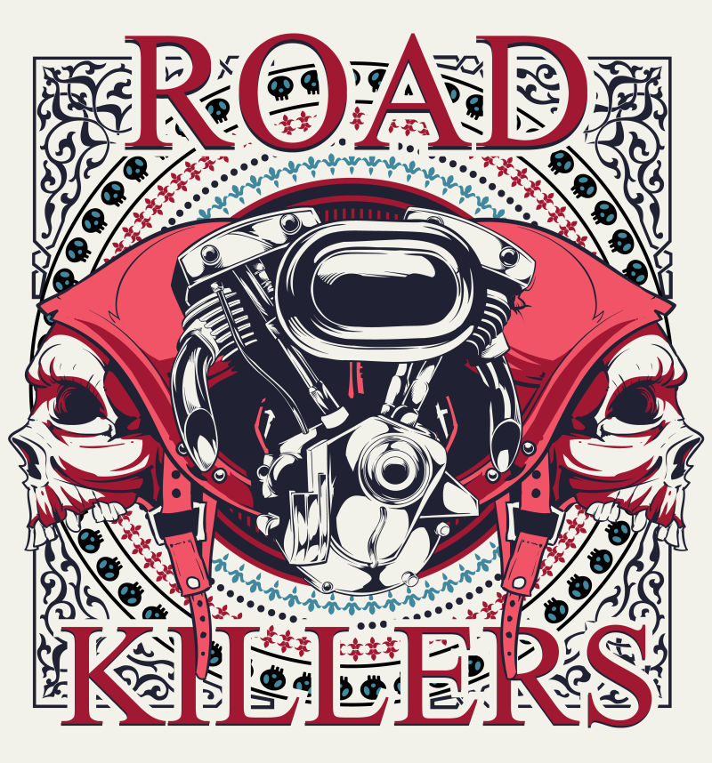 摩托车主题的矢量创意插图设计