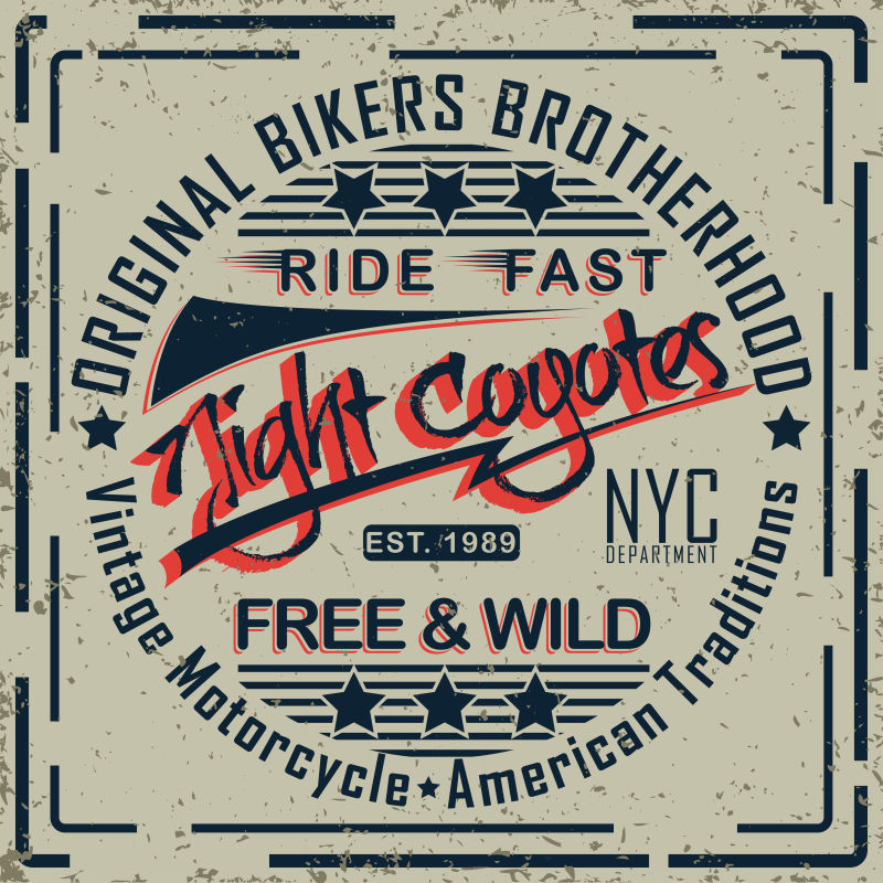 创意矢量摩托车相关文字排版插图设计